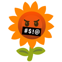 sunflower and face with symbols on mouth