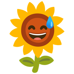 Sunflower and Grinning face with sweat