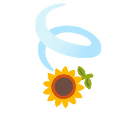 sunflower and leaf fluttering in wind