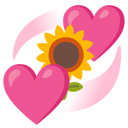 sunflower and revolving hearts