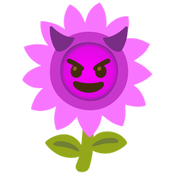 sunflower and smiling face with horns