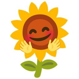 Sunflower and Smiling face with open hands