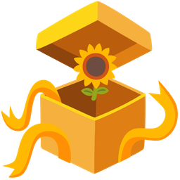 sunflower and wrapped gift
