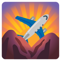 sunrise over mountains and airplane