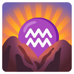 sunrise over mountains and Aquarius