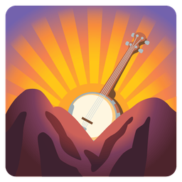 sunrise over mountains and banjo