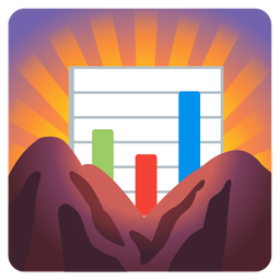sunrise over mountains and bar chart