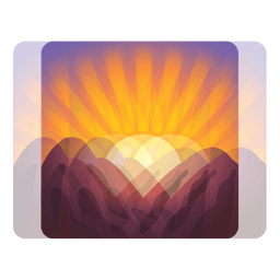 sunrise over mountains and beating heart