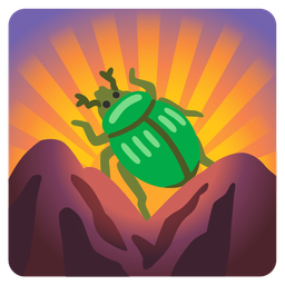 sunrise over mountains and beetle