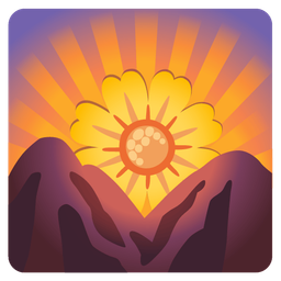 sunrise over mountains and blossom