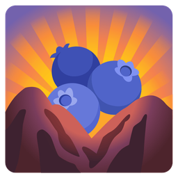 sunrise over mountains and blueberries