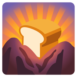 sunrise over mountains and bread