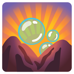 sunrise over mountains and bubbles