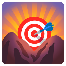 sunrise over mountains and bullseye