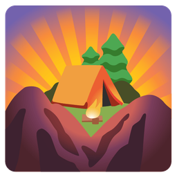 sunrise over mountains and camping