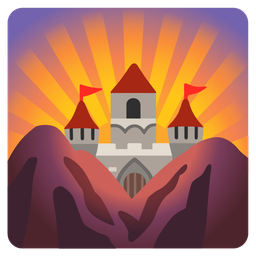 sunrise over mountains and castle