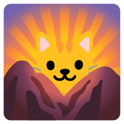 sunrise over mountains and cat face