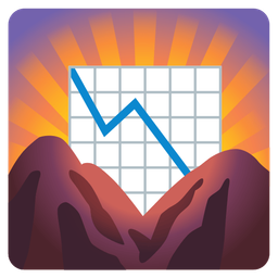 sunrise over mountains and chart decreasing