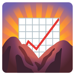 sunrise over mountains and chart increasing
