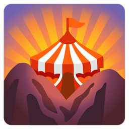 sunrise over mountains and circus tent