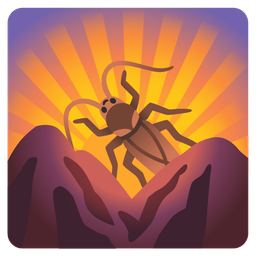 sunrise over mountains and cockroach