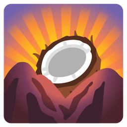 sunrise over mountains and coconut