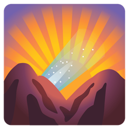 sunrise over mountains and comet