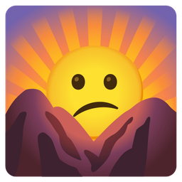 sunrise over mountains and confused face