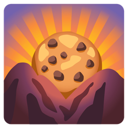 sunrise over mountains and cookie