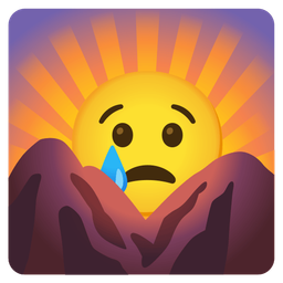 sunrise over mountains and crying face