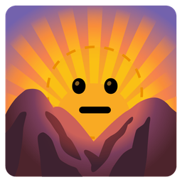 sunrise over mountains and dotted line face