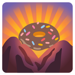 sunrise over mountains and doughnut