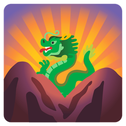 sunrise over mountains and dragon