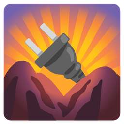 sunrise over mountains and electric plug