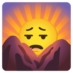 sunrise over mountains and face exhaling