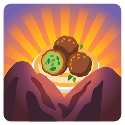 sunrise over mountains and falafel