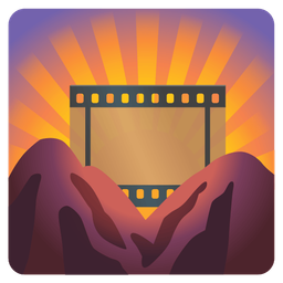 sunrise over mountains and film frames