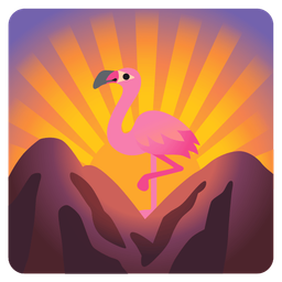 sunrise over mountains and flamingo