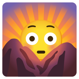 sunrise over mountains and flushed face