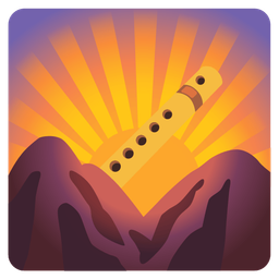 sunrise over mountains and flute