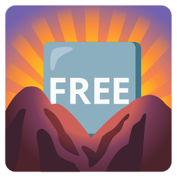 sunrise over mountains and FREE button