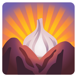 sunrise over mountains and garlic