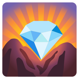 sunrise over mountains and gem stone