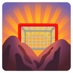 sunrise over mountains and goal net