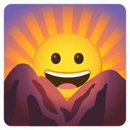 Sunrise over mountains and Grinning face