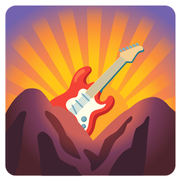 sunrise over mountains and guitar