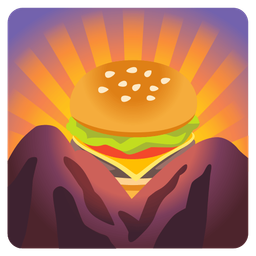 sunrise over mountains and hamburger