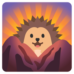 sunrise over mountains and hedgehog