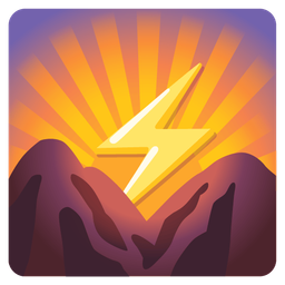 sunrise over mountains and high voltage