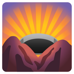 sunrise over mountains and hole